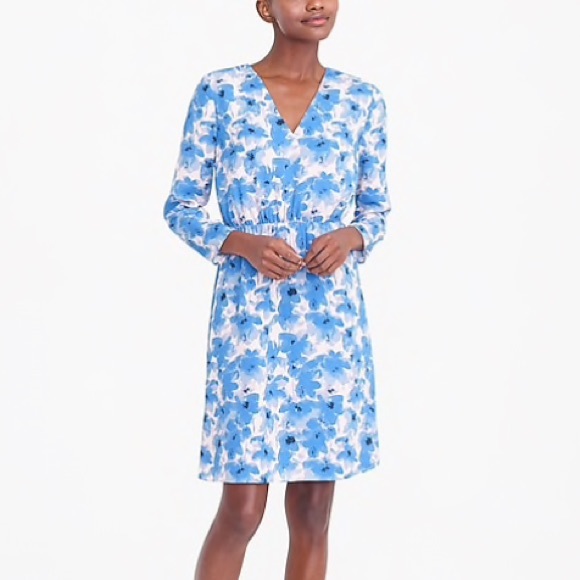 Jcrew Long Sleeve Vneck Floral Dress 2 